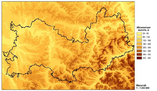 Цифровая модель рельефа Республики Мордовия