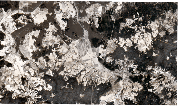 Снимок со спутника Sentinel-2B, участок площадью 1042 км2 на границе Дмитровской и Владимирской областей