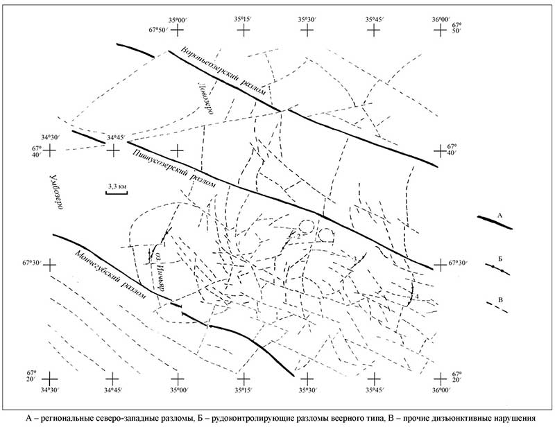 Структурно-тектоническая схема Мончегорского рудного района 