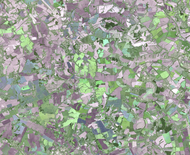 Снимок со спутника Sentinel-2B, город Ливны площадью 2260 км2