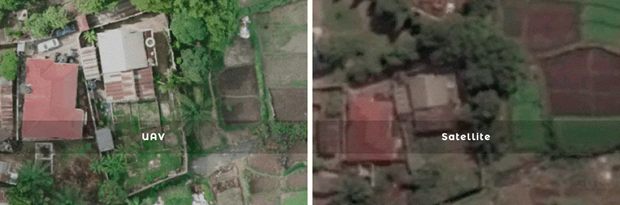 Сравнительные изображение от спутника и БПЛА
