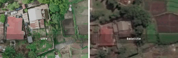 Comparison image from satellite and UAV