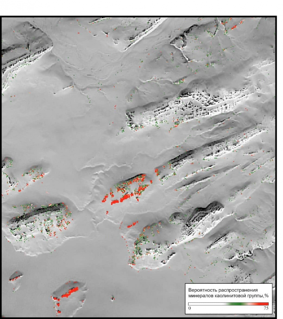 Рисунок 8. Вероятность распространения каолинита по данным ASTER