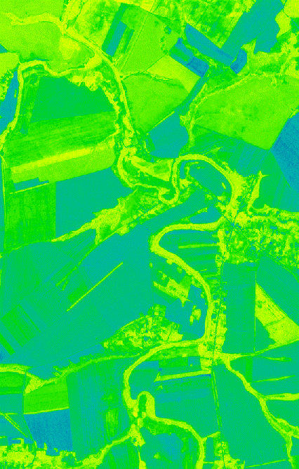 Снимок со спутника Sentinel-2B, перерасчет в NDTI, город Ливны площадью 2260 км2