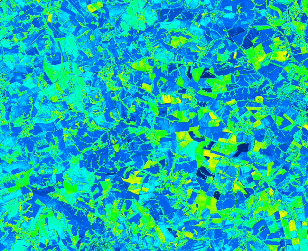 Sentinel-2B satellite image, recalculated to WRI, Livny city with an area of 2260 km2