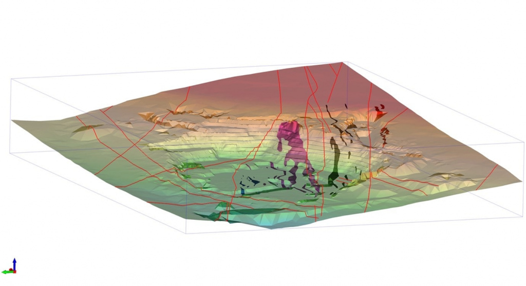 Геологическая карта со структурной трехмерной моделью