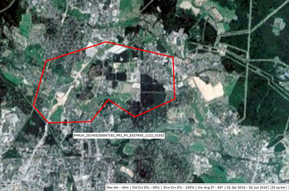 Tarasovskoye settlement, Pleiades imagery, are – 25 sq. km.