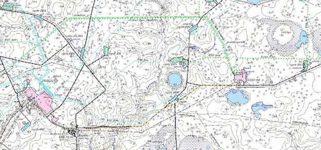 Example of a topographic map at a scale of 1:10000