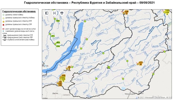 Карта гидрологической обстановки Республики Бурятии и Забайкальского края