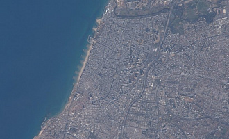Снимок Тель-Авива, сделанный с борта Международной космической станции