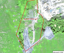 Снимок «WorldView-2» от 11 июня 2011 года с нанесенными границами участка