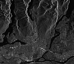 Vancouver, image from Radarsat - 2 © MDA's Geospatial Services International, 30.05.2008, selective polarization (HH and HV)