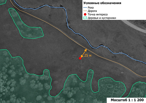 Рис. 1 Картосхема на основе снимка с КА WorldView-1 от 7 августа 2016 года