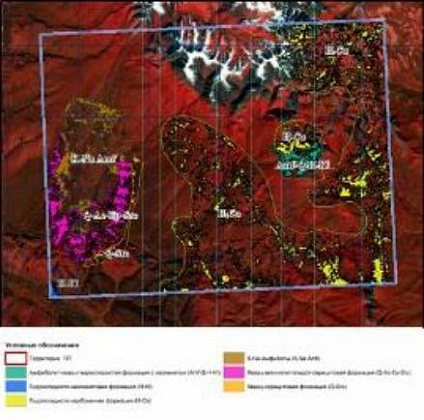 Figure 3. Complex diagram of spectral anomalies for indicator minerals based on ASTER