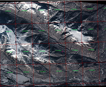 The general scheme of the created orthophotomaps (cutting into sheets of topographic maps)