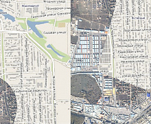 Рисунок 1. Сравнение ортотрансформированной мозаики с данными Open Street Map