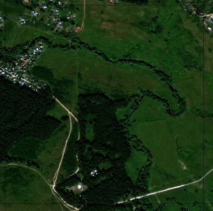 Key area with kilometer grid, image in natural colors (RGB)