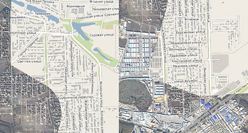 Figure 1. Comparison of the orthotransformed mosaic with the Open Street Map data
