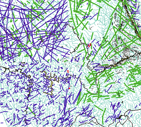 Example of unsystematic lineament interpretation