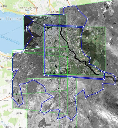 Схема покрытия на южный (south) район изображениями Pleiades, WorldView-1 и GeoEye-1