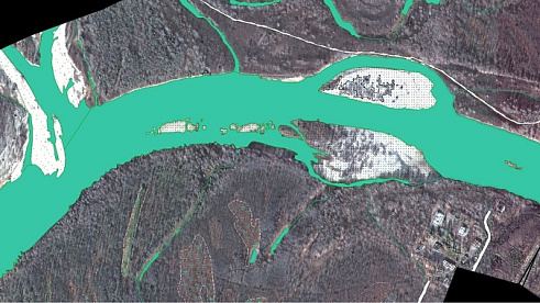 Рис.4 Гидрография на ортофотоплане